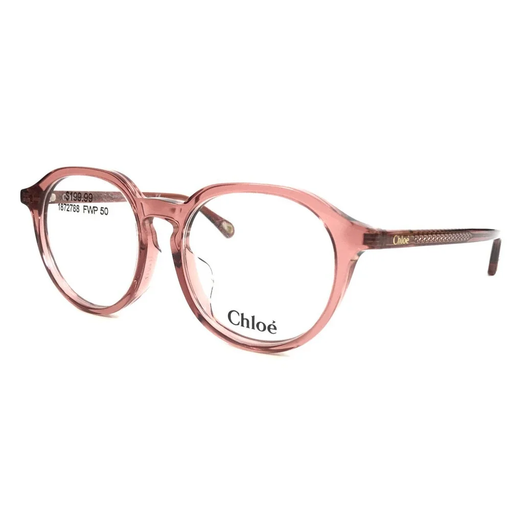 Chloe Eyeglasses Frames CH0012OA 002 Transparent Pink Asian Fit 50-17-145